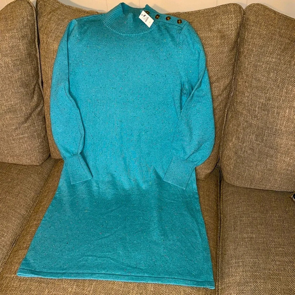 NWT TALBOTS SHAKER STITCH TWEED SWEATER DRESS WMN MED - Picture 1 of 17